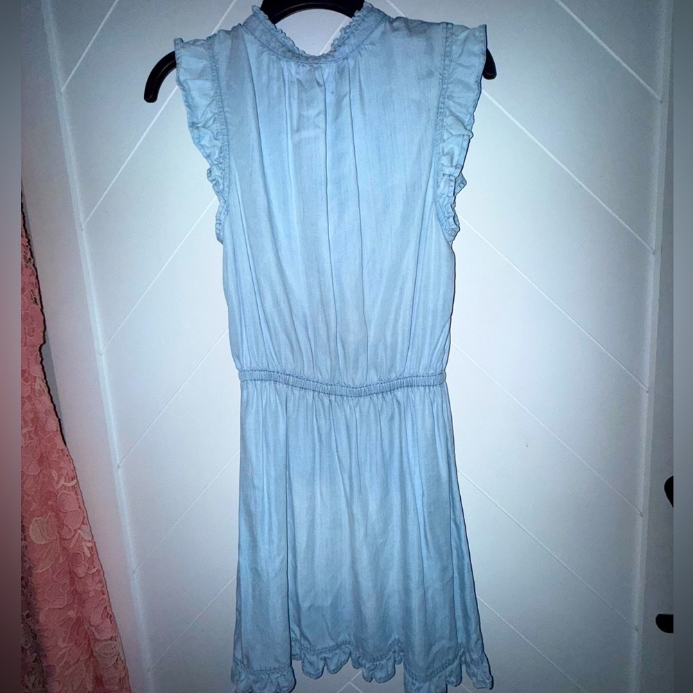 Bella Dahl Ruffle Sleeve Mini Dress Tencel Lycocell small Perennial Blue $165 - Picture 8 of 16